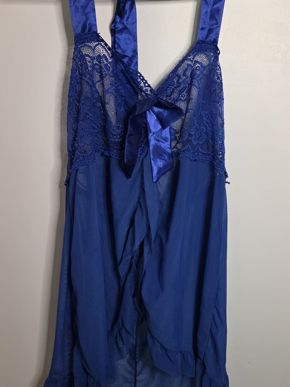 Lace & Satin Trim Royal Blue Chemise PTP 16 - 18